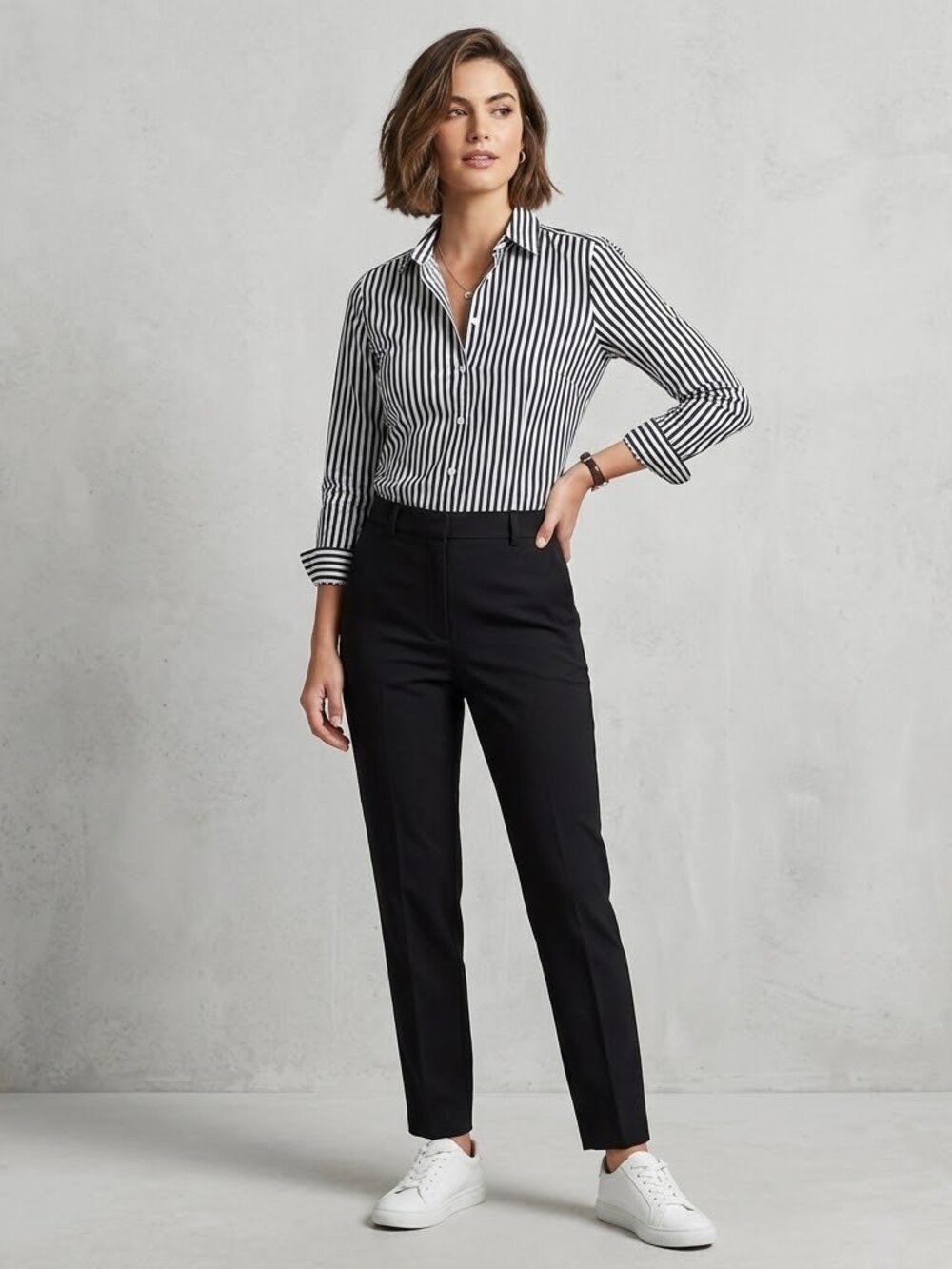 H&M Black White Striped Long Sleeve Button Up Shirt Size XS / 2